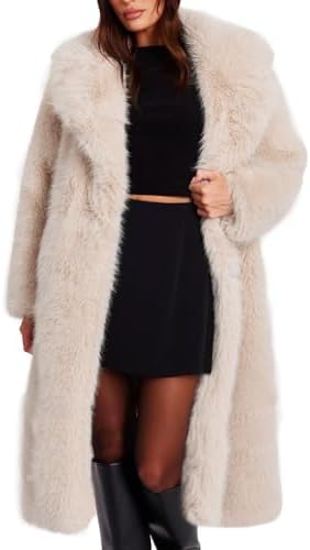 Amazon.com: Womens Faux Fur Winter Coat Long Shaggy Coat Fuzzy